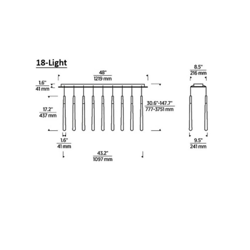 Nolandl 18-Light Linear Crystal Chandelier 48" - kimoylights