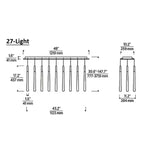 Nolandl 27-Light Linear Crystal Chandelier 48" - kimoylights