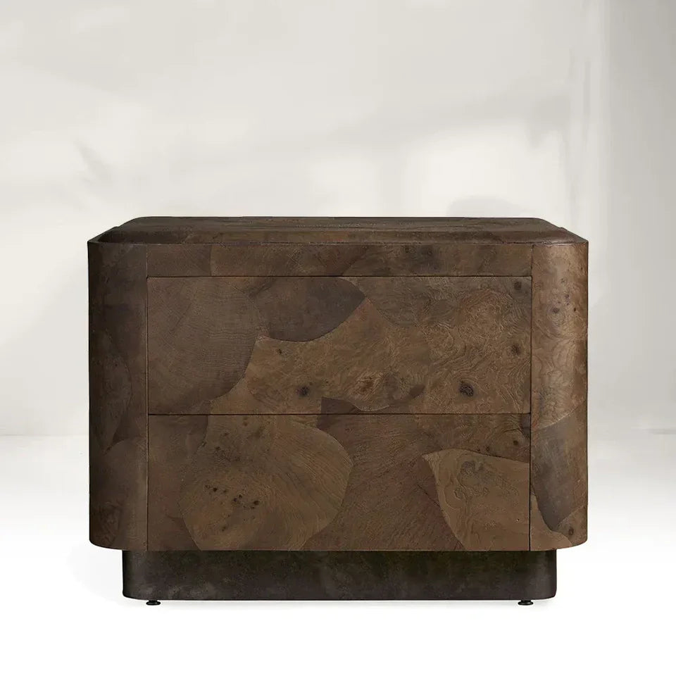 Polson Burl Wood 2-Drawer Nightstand