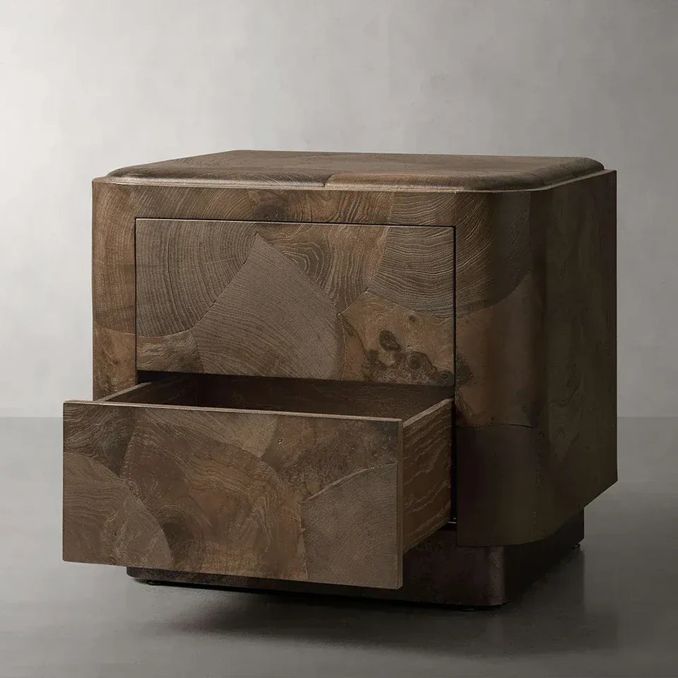 Polson Burl Wood 2-Drawer Nightstand