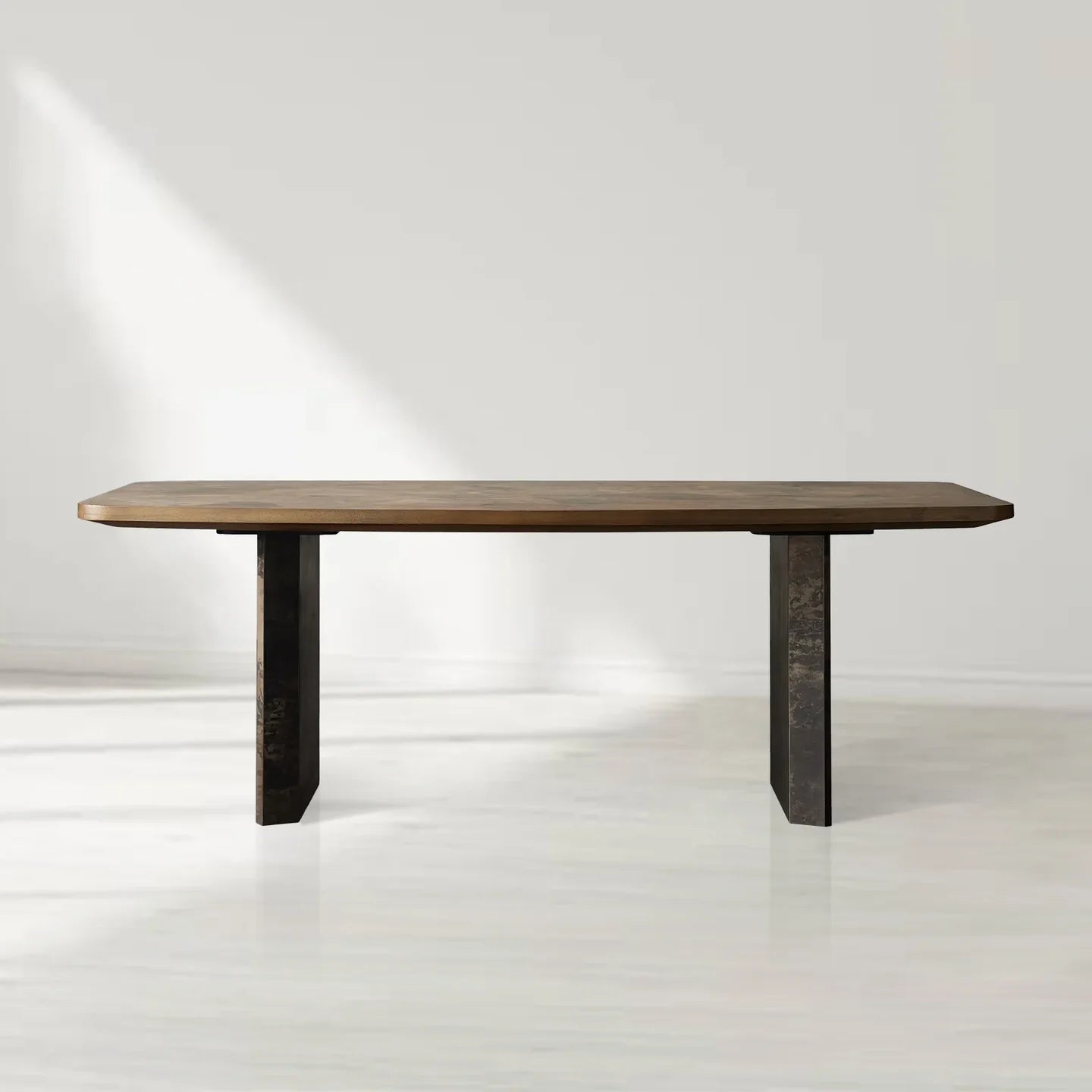 Polson Burl Wood Double-Pedestal Dining Table