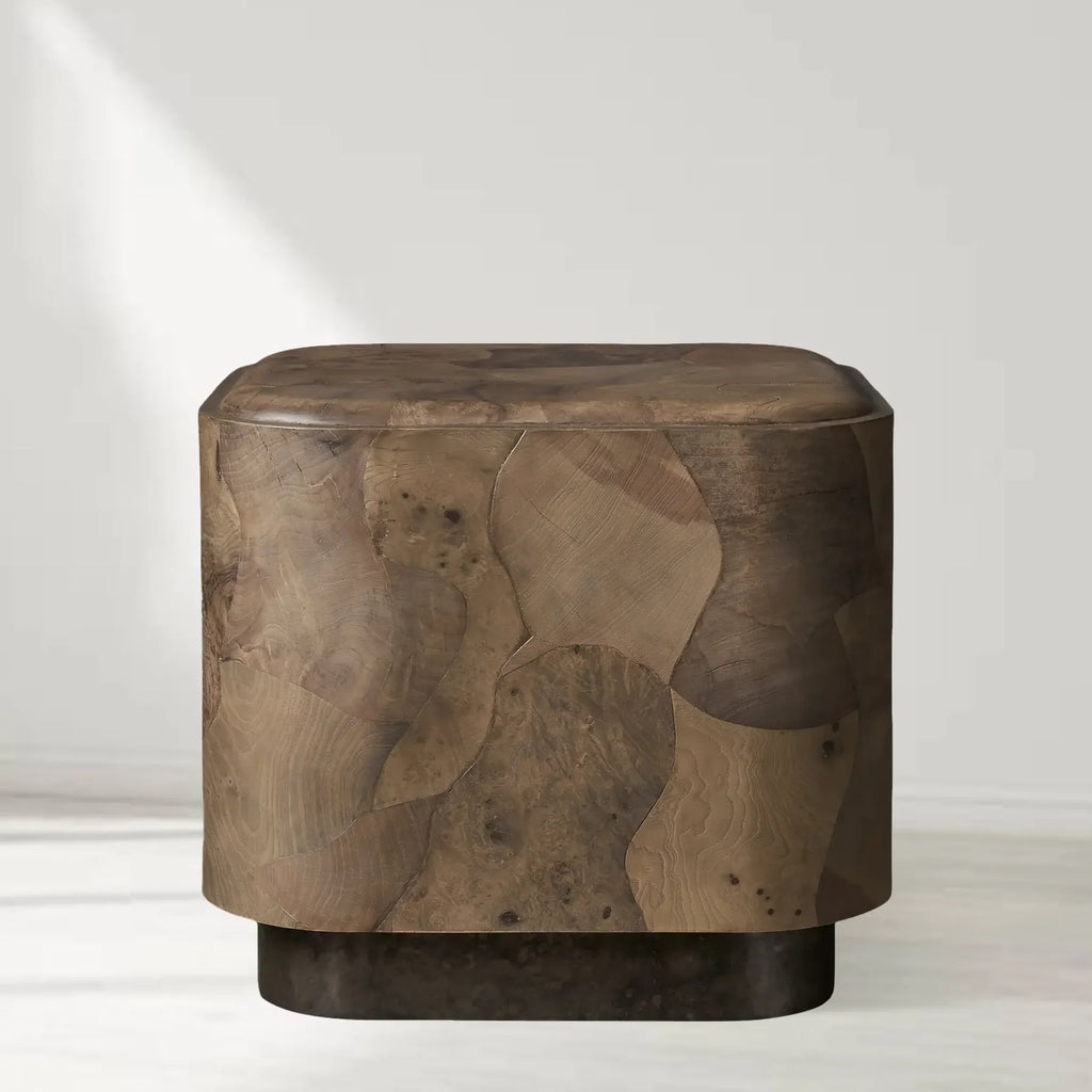 Polson Burl Wood Rounded Side Table