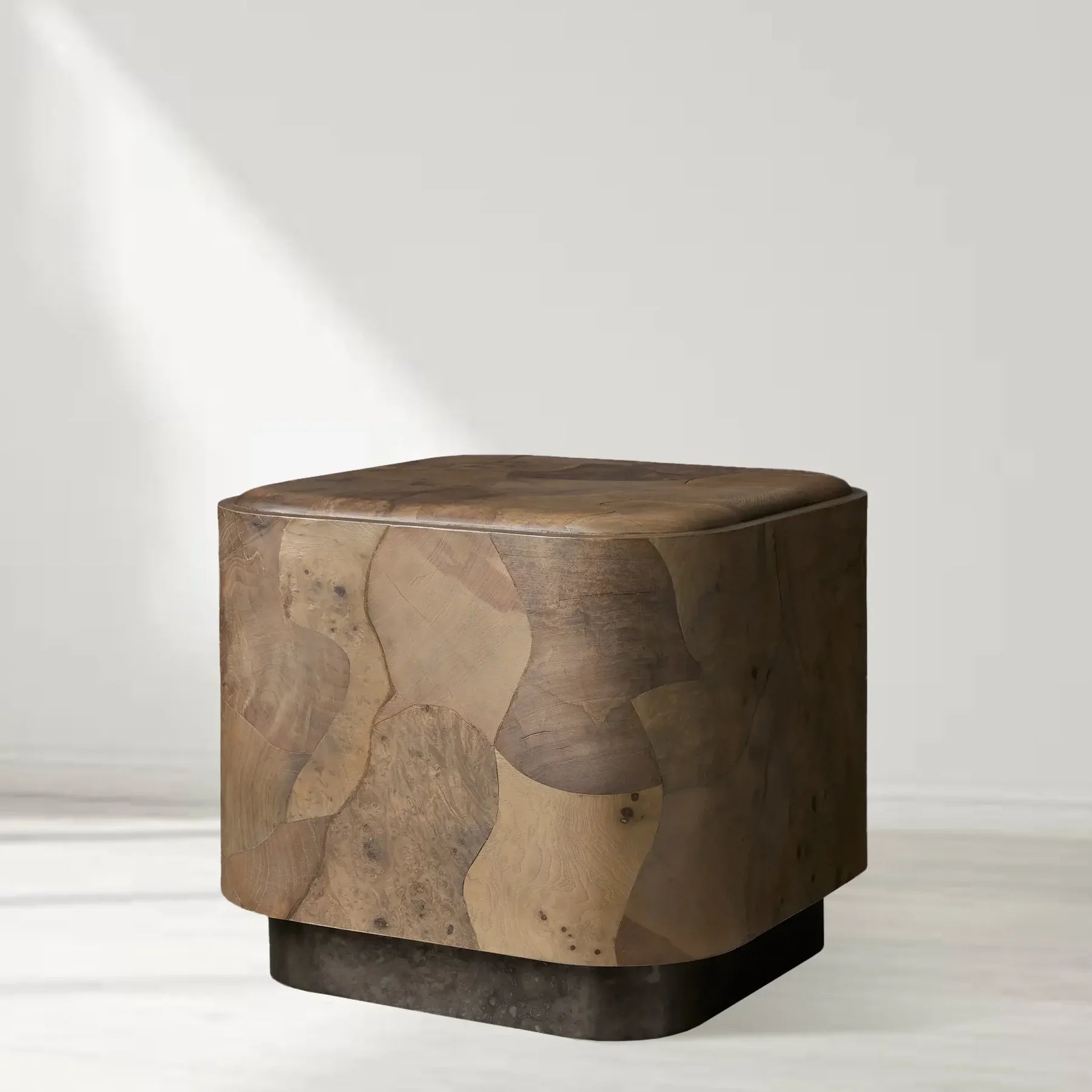 Polson Burl Wood Rounded Side Table