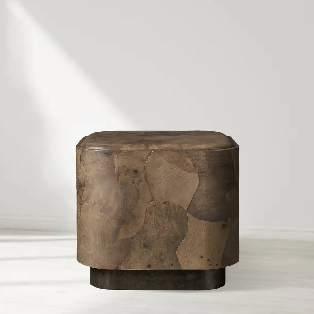 Polson Burl Wood Rounded Side Table