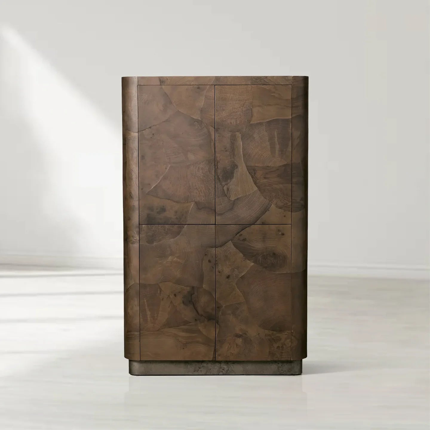 Polson Burl Wood Rounded Storage Cabinet