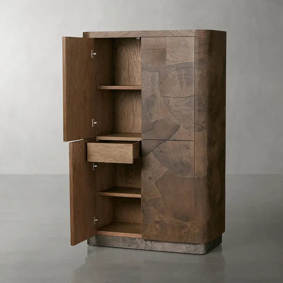 Polson Burl Wood Rounded Storage Cabinet