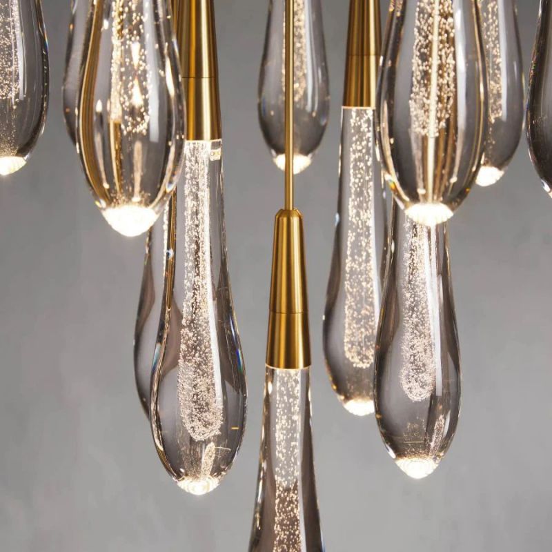 Raindrop Glass Round Solitaire Chandelier -kimoylights