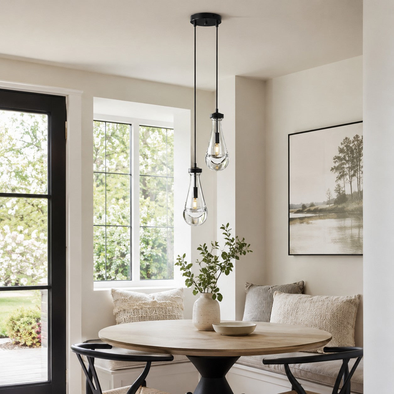 Raindrops 2-Light Cord Round Chandelier