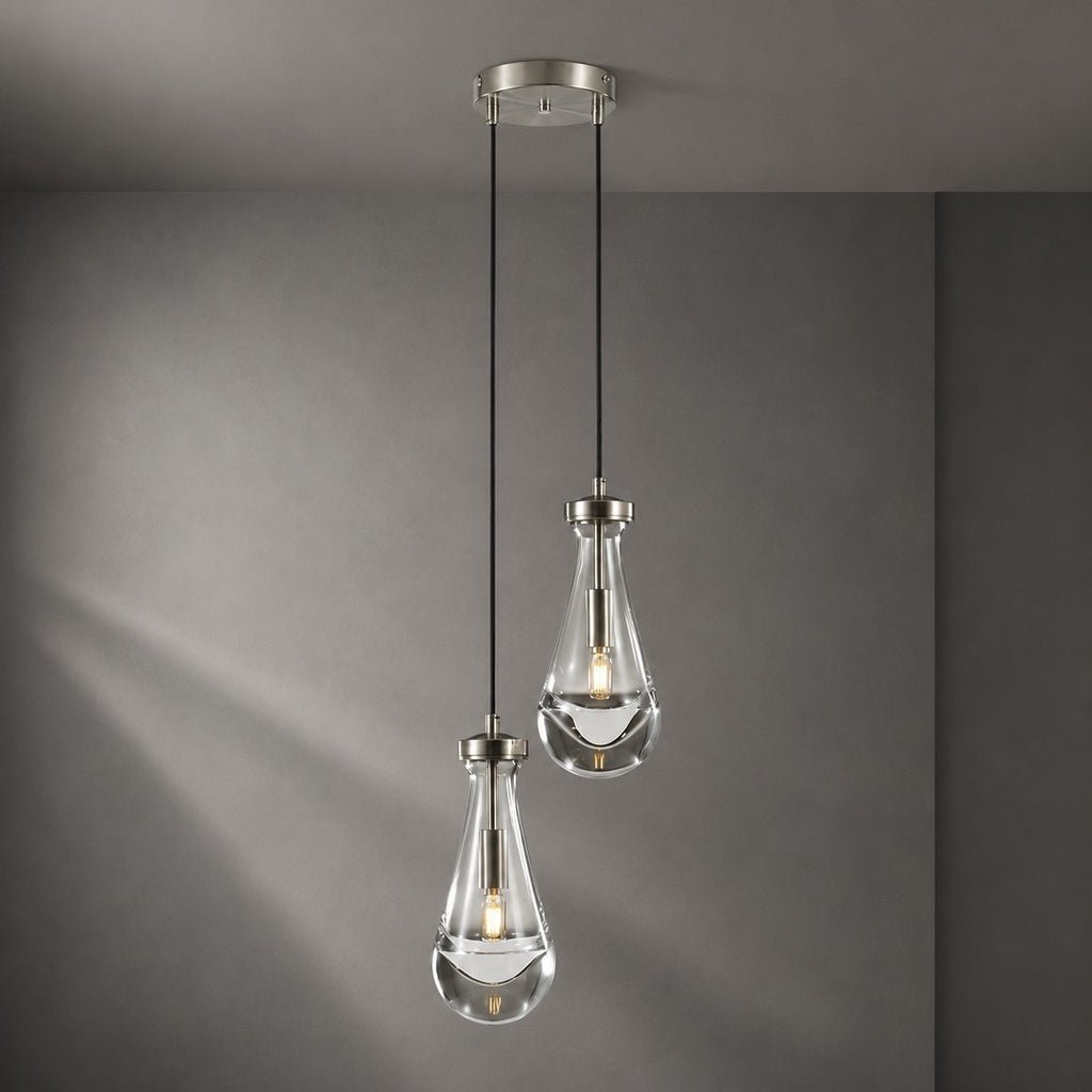 Raindrops 2-Light Cord Round Chandelier