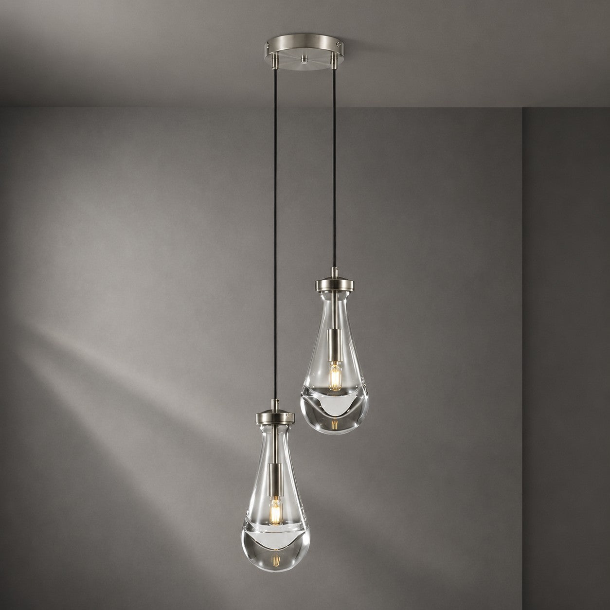Raindrops 2-Light Cord Round Chandelier