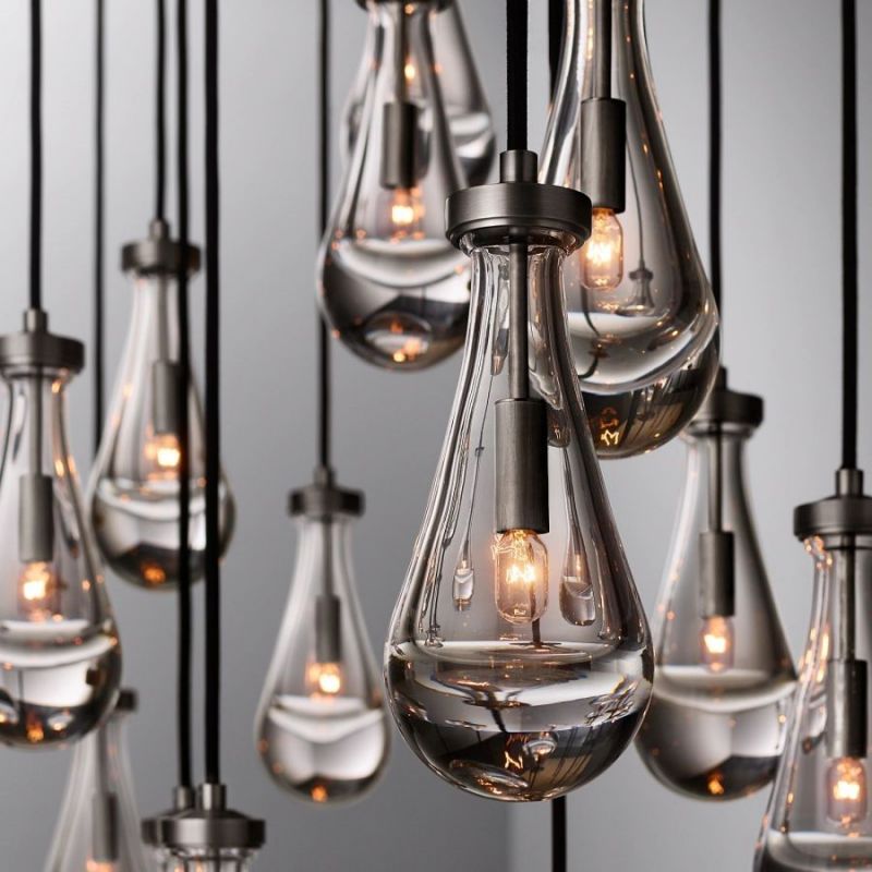 Raindrop Glass Rectangle Chandelier 72"