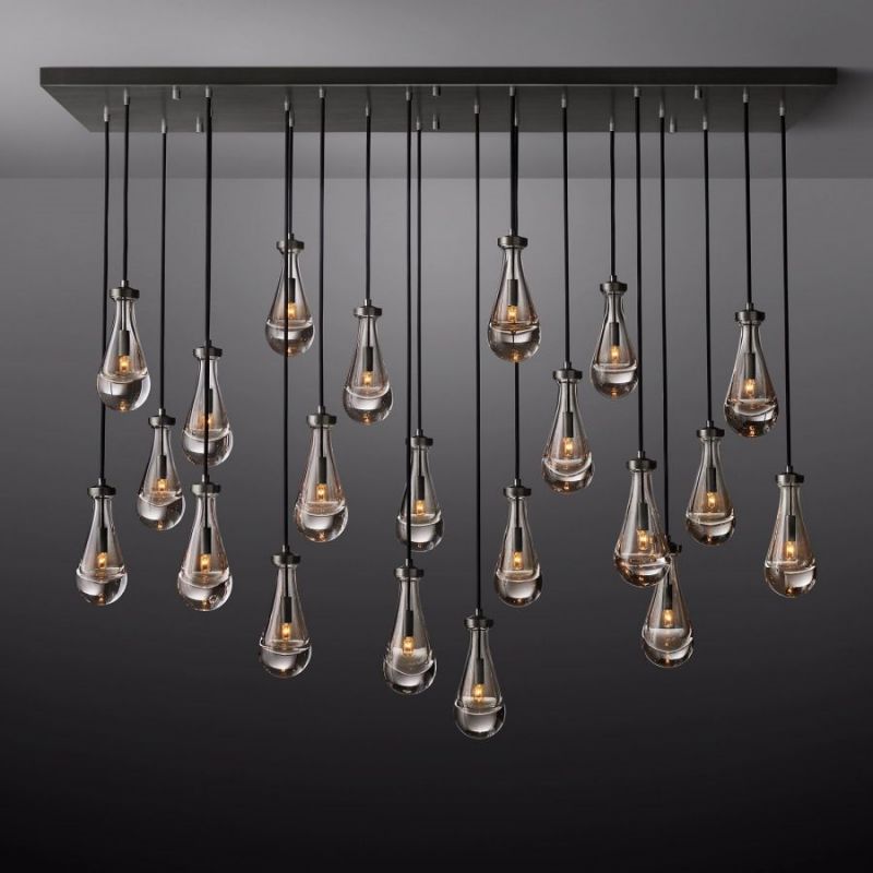 Raindrop Glass Rectangle Chandelier 72"