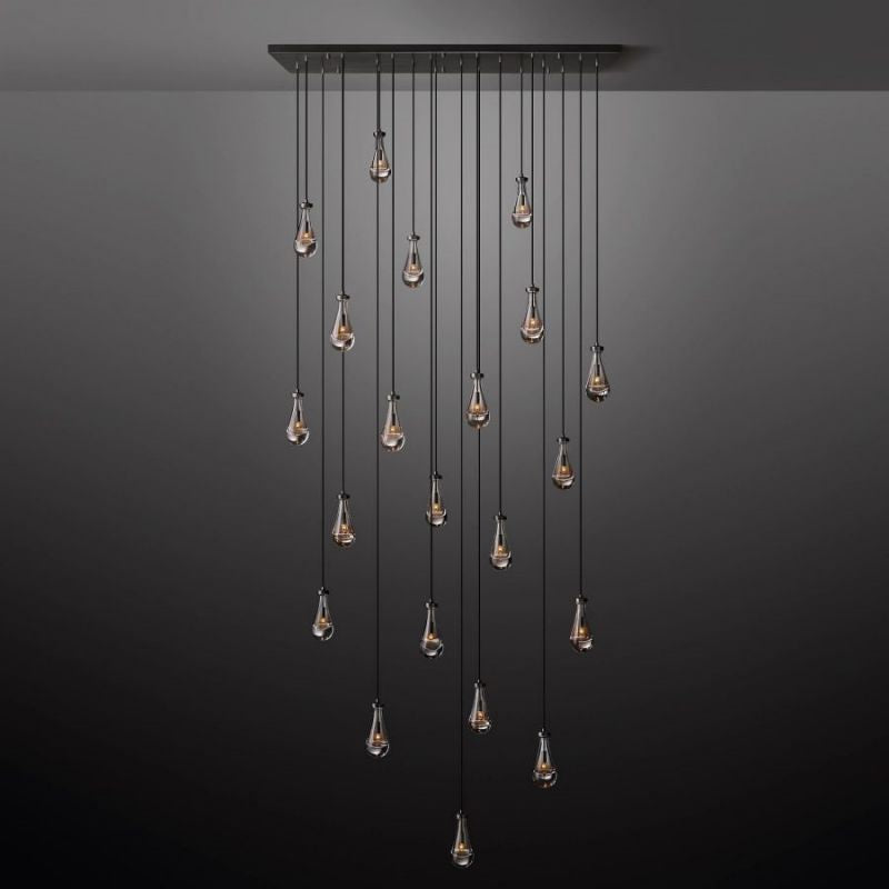 Raindrop Glass Rectangle Chandelier 72"