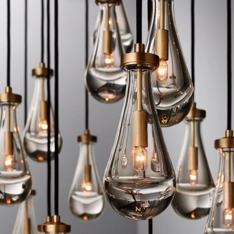 Raindrop Glass Rectangle Chandelier 72"