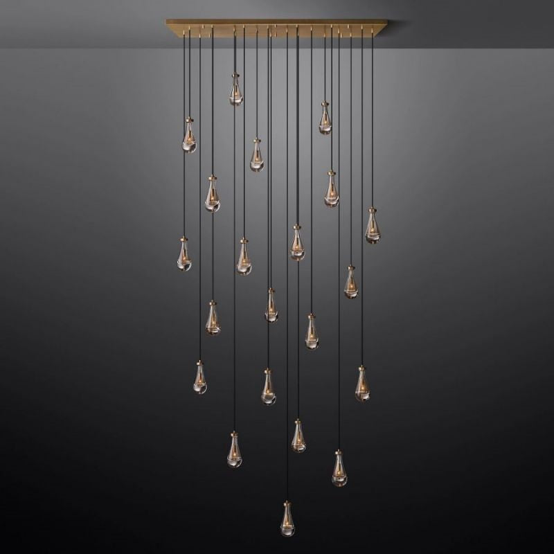 Raindrop Glass Rectangle Chandelier 72"