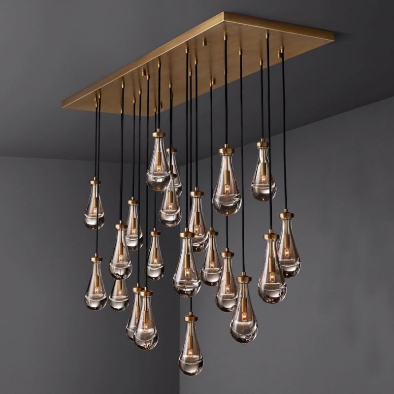 Raindrop Glass Rectangle Chandelier 72"