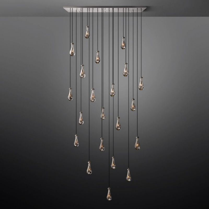 Raindrop Glass Rectangle Chandelier 72"