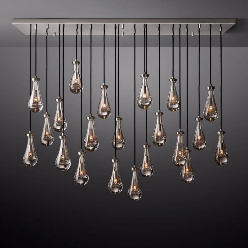 Raindrop Glass Rectangle Chandelier 72"