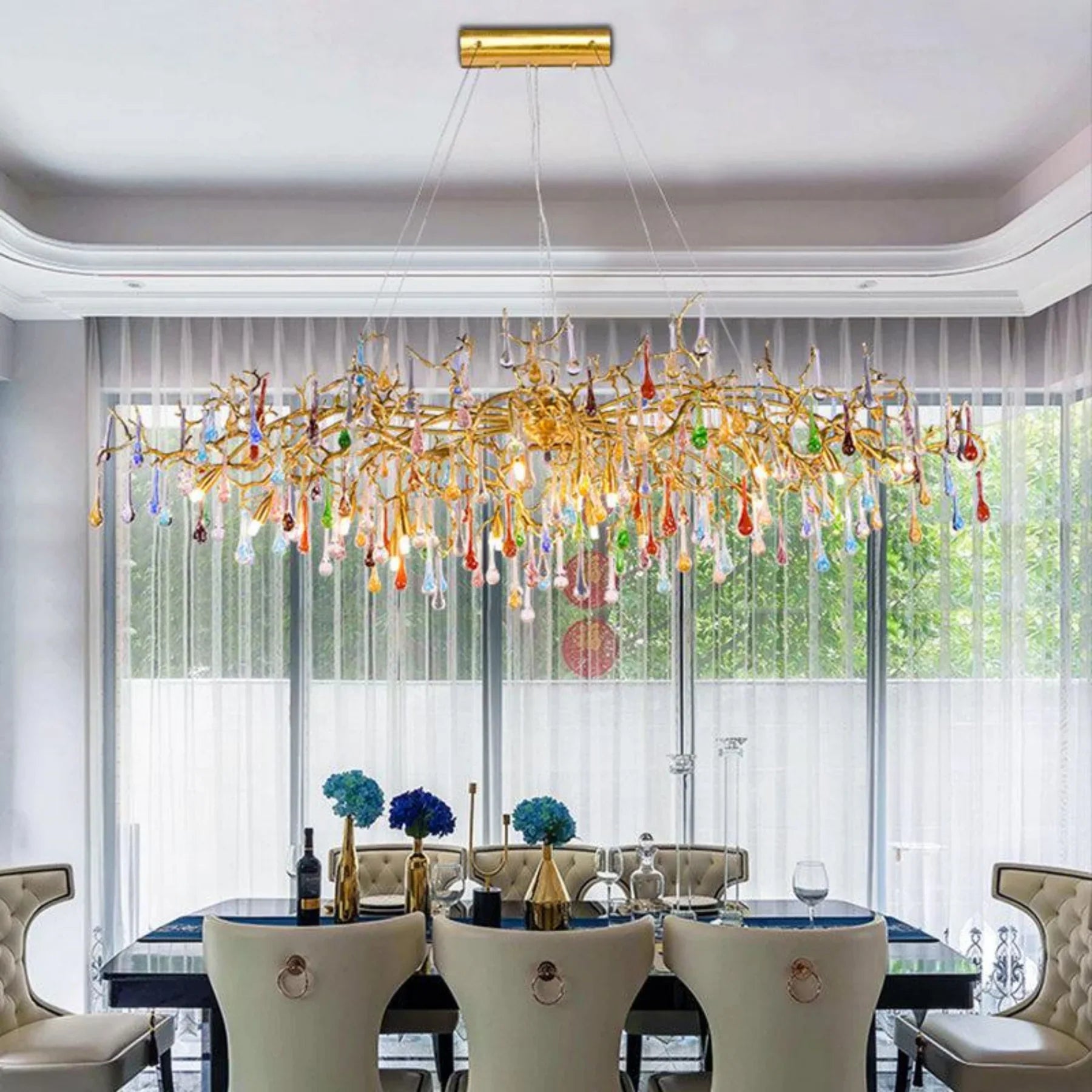 Ran Colorful Crystal Dining Branch Chandelier - kimoylights