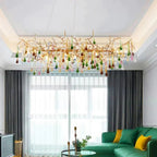 Ran Colorful Crystal Linear Branch Chandelier - kimoylights