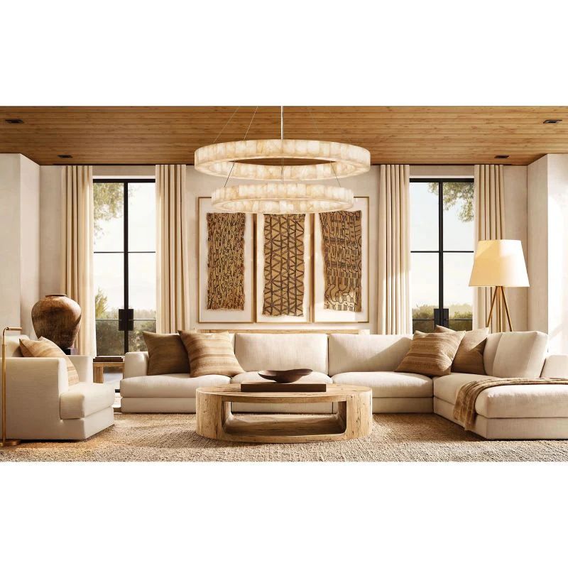 Rivel 2-Tier Round Calcite Chandelier 60"