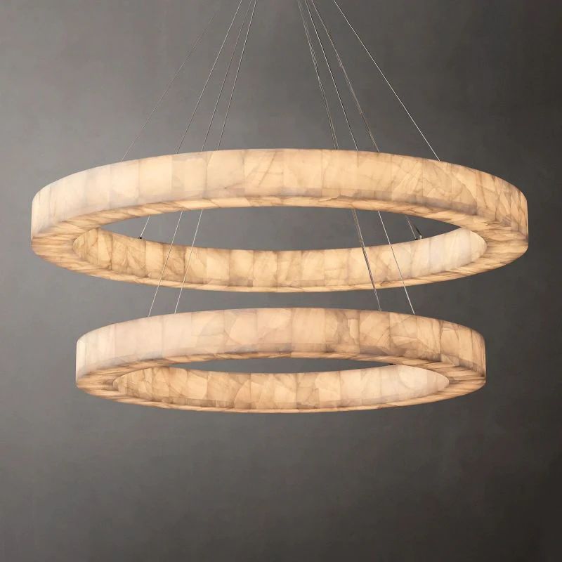Rivel 2-Tier Round Calcite Chandelier 60"