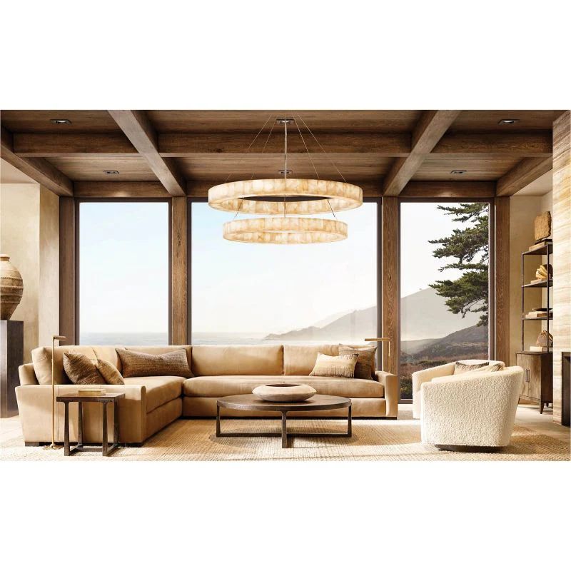 Rivel 2-Tier Round Calcite Chandelier 60"
