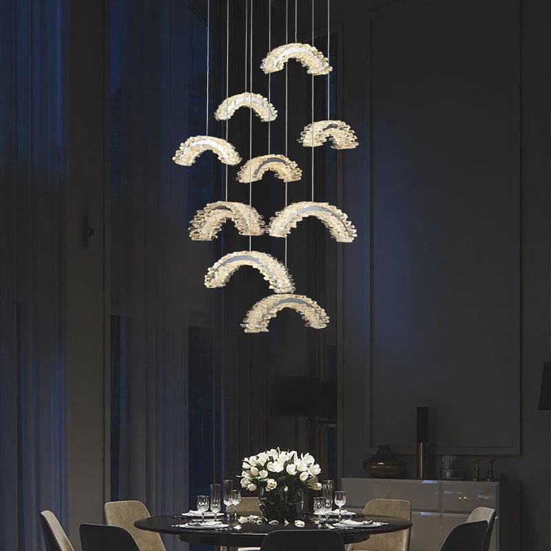 Rock Crystal Crescent Chandelier - kimoylights