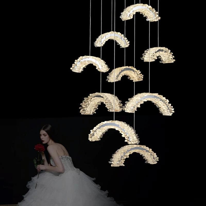 Rock Crystal Crescent Chandelier - kimoylights