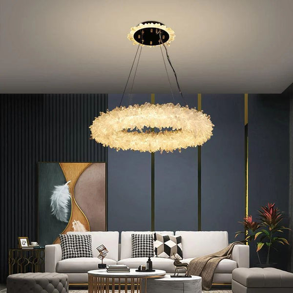 Rock Crystal Halo Modern Chandelier - kimoylights