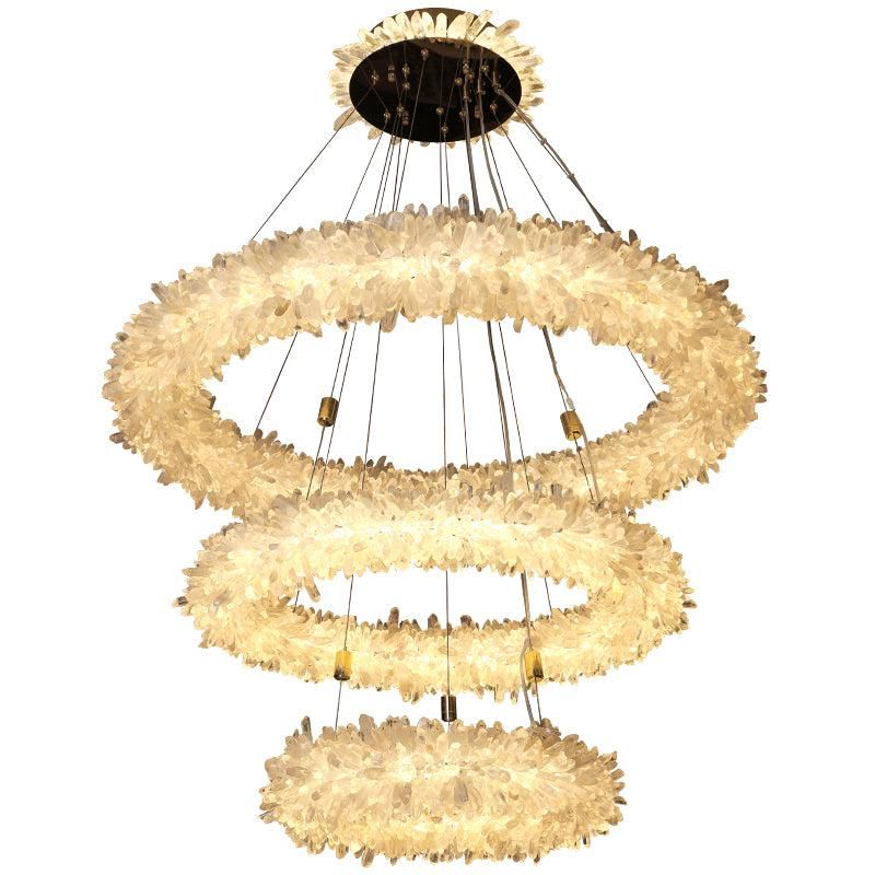 Rock Crystal Halo Modern Chandelier - kimoylights