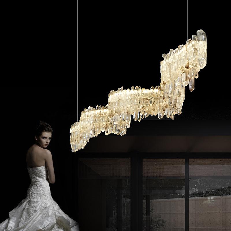 Rock Crystal Linear Chandelier - kimoylights