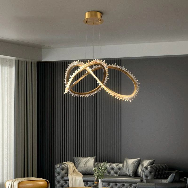 Rock Crystal Möbius Ring Chandelier - kimoylights
