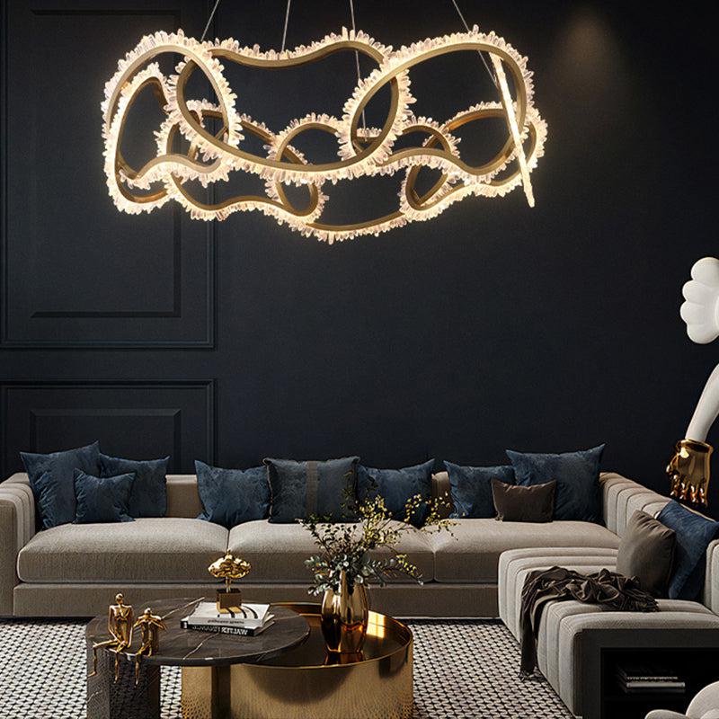 Rock Crystal Multi Ring Chandelier - kimoylights