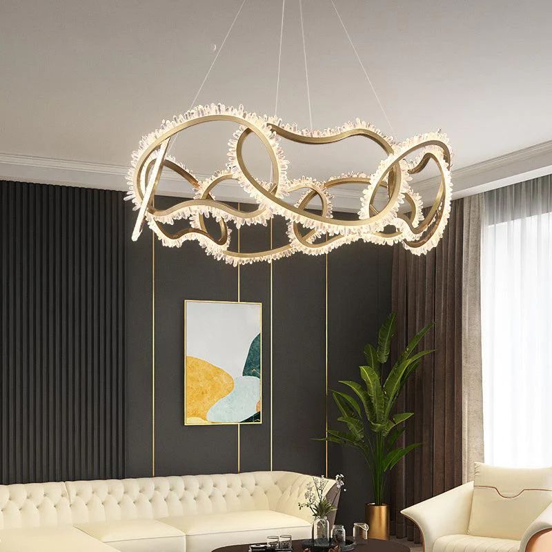 Rock Crystal Multi Ring Chandelier - kimoylights