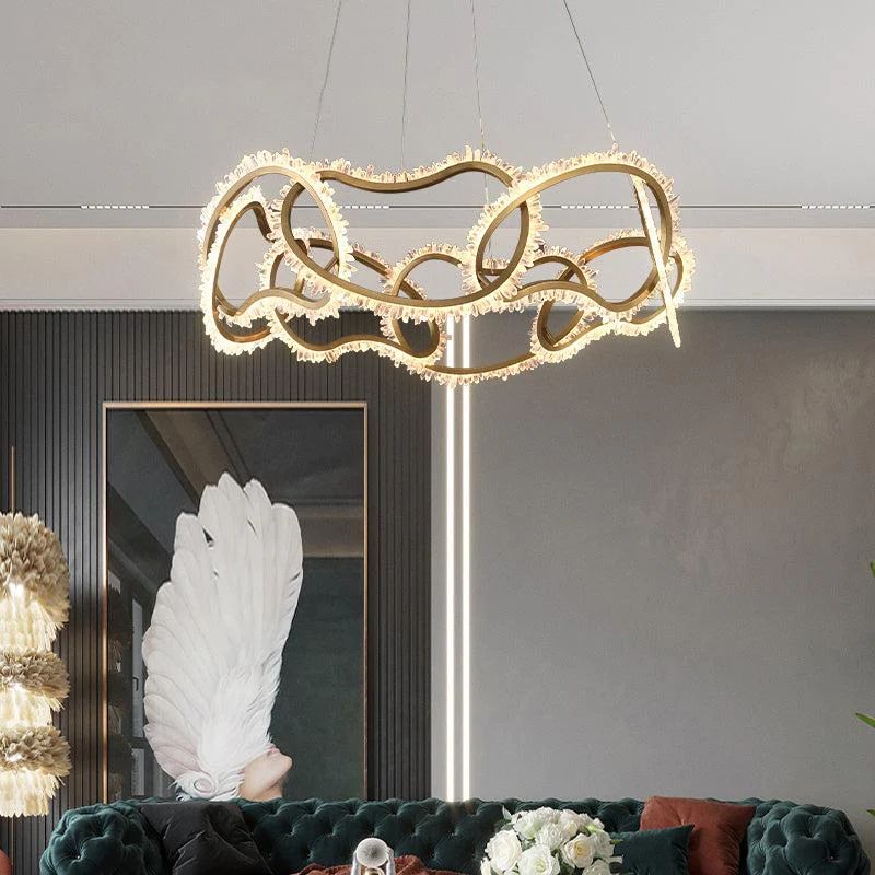 Rock Crystal Multi Ring Chandelier - kimoylights