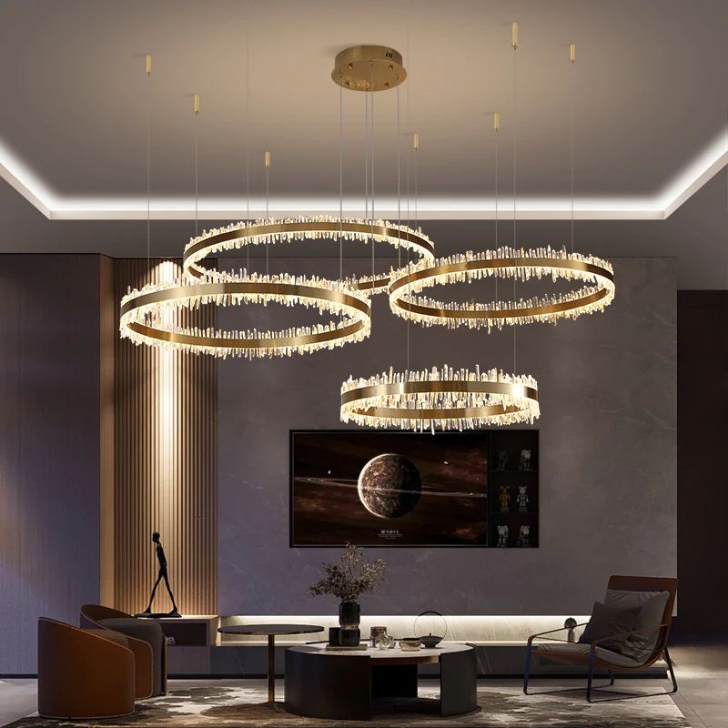 Rock Crystal Rings Luxury Chandelier - kimoylights