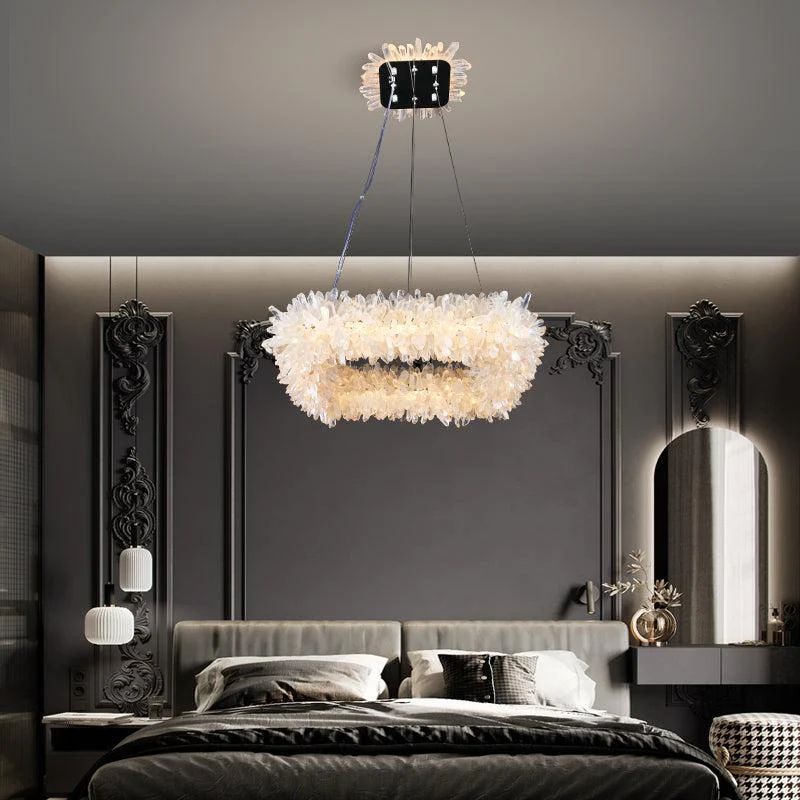 Rock Crystal Square Modern Chandelier - kimoylights