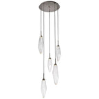 Rock Crystal Round Multi Light LED Pendant