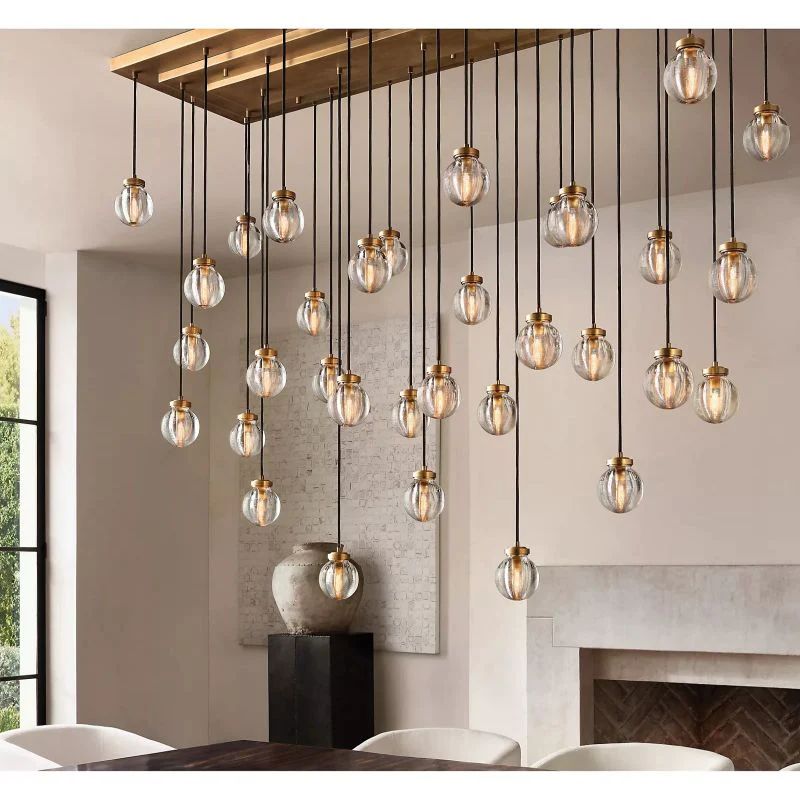 Pearl Spherical Modern Rectangular Chandelier 54”