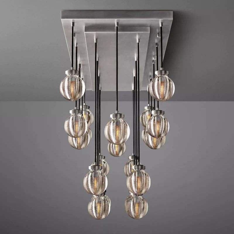 Pearl Spherical Modern Rectangular Chandelier 54”