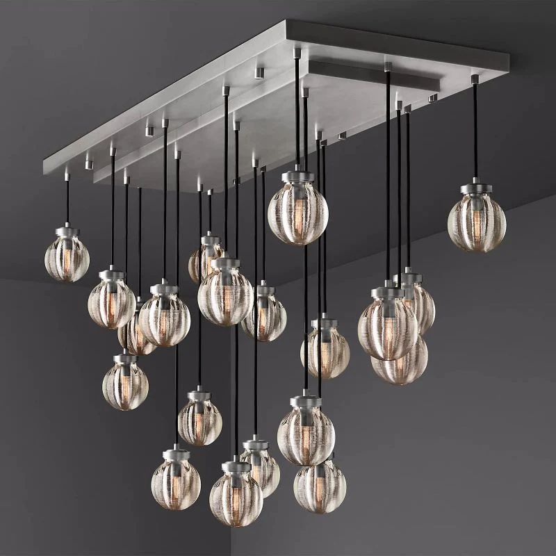 Pearl Spherical Modern Rectangular Chandelier 54”