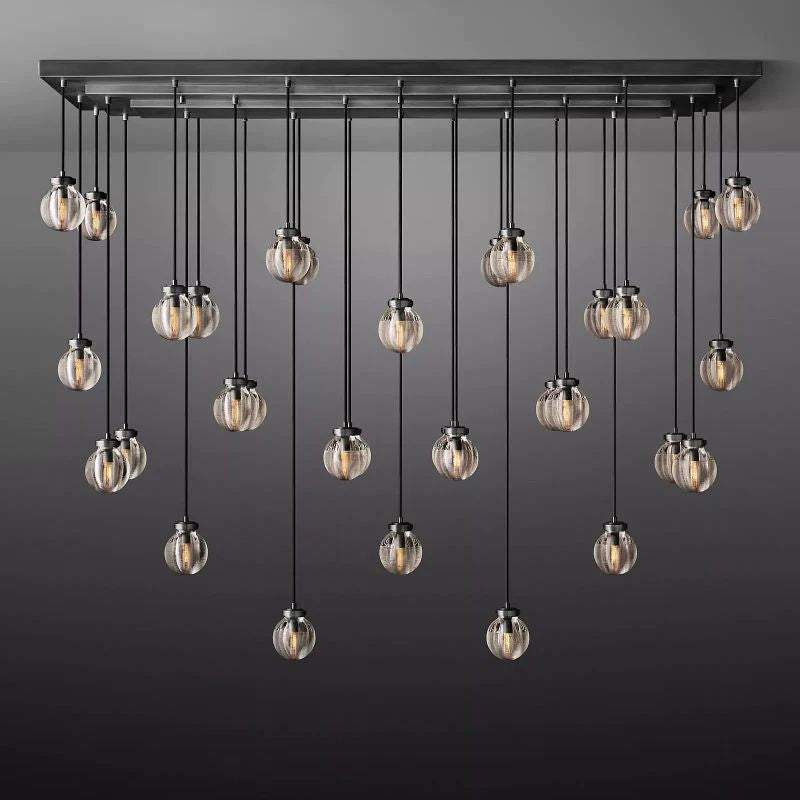 Pearl Spherical Modern Rectangular Chandelier 72”
