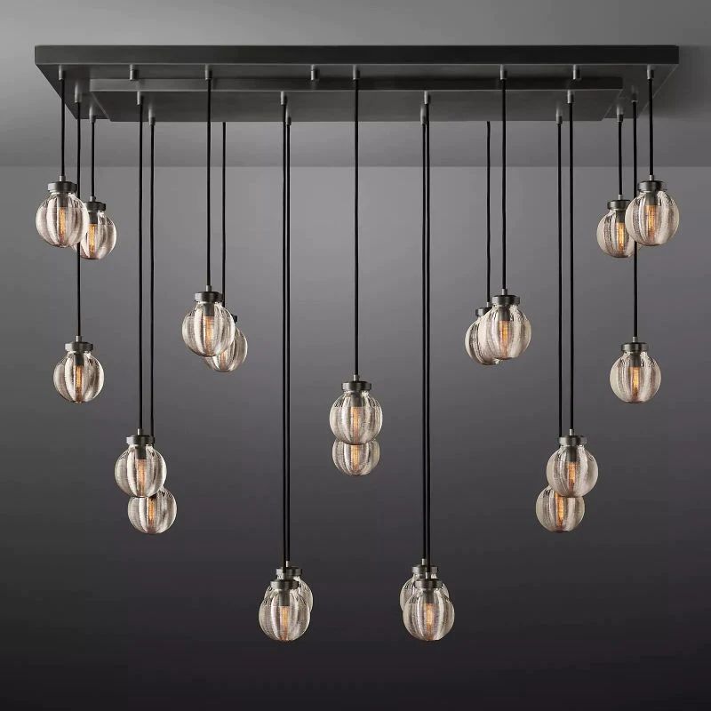 Pearl Spherical Modern Rectangular Chandelier 54”