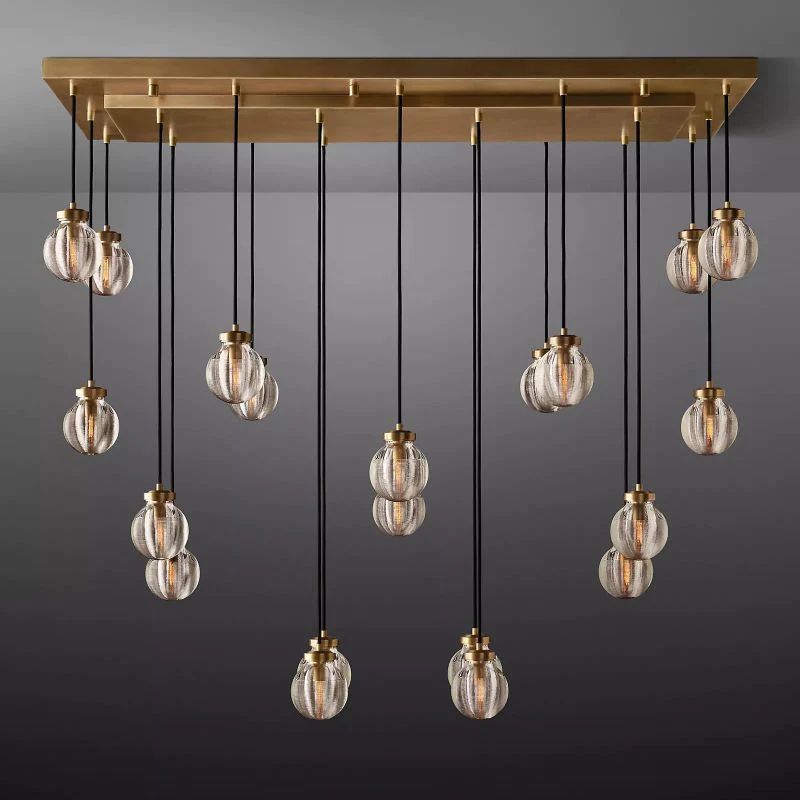 Pearl Spherical Modern Rectangular Chandelier 54”