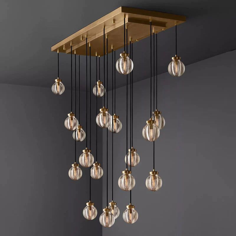 Pearl Spherical Modern Rectangular Chandelier 54”