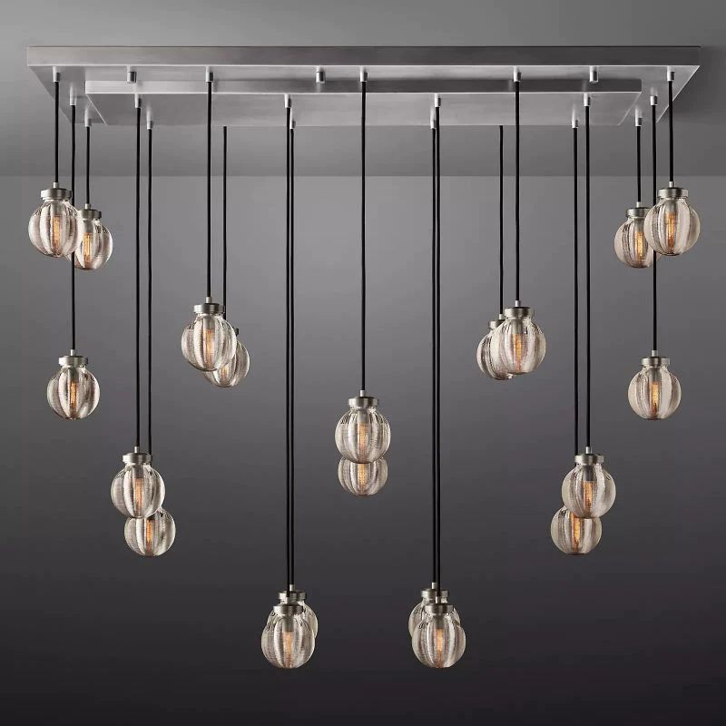 Pearl Spherical Modern Rectangular Chandelier 54”