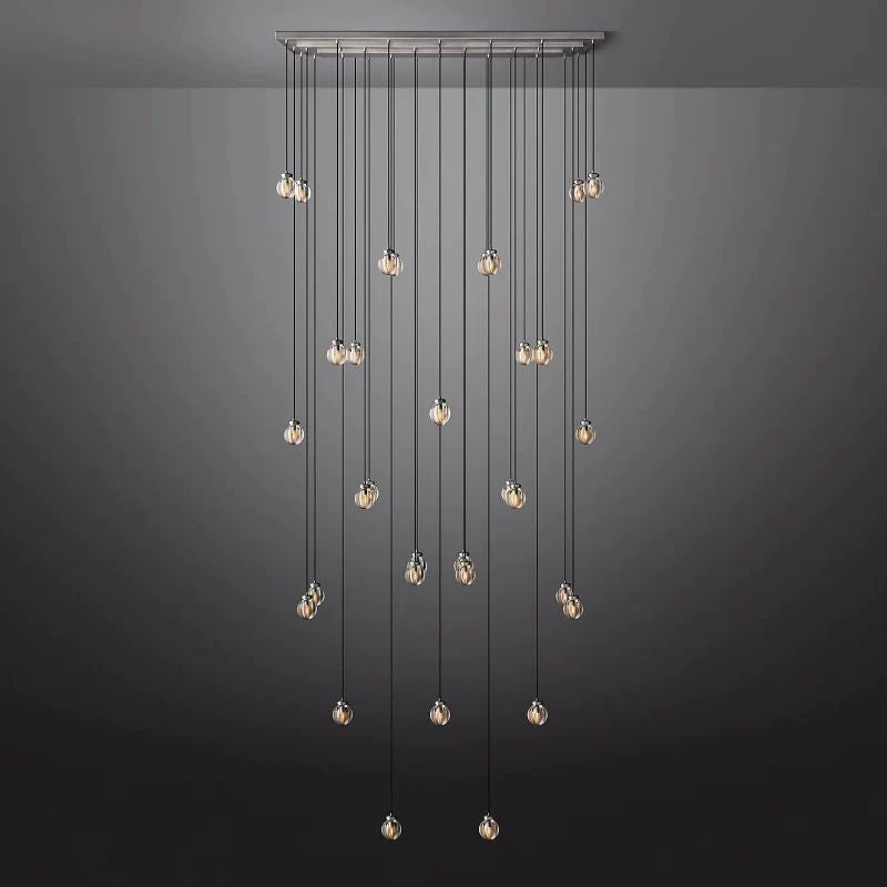 Pearl Spherical Modern Rectangular Chandelier 72”