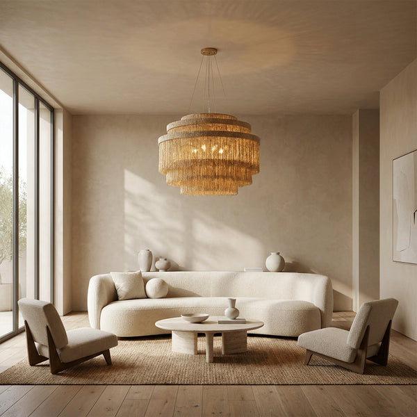 Rowan Jute Fringe Tiered Chandelier