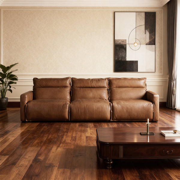 Rowland Leather Three-Piece Motion Modular Sofa